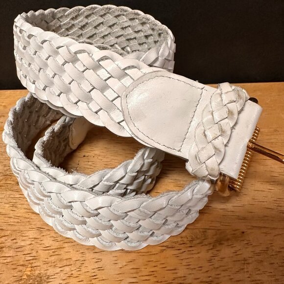 Accessories - White Genuine Leather Braided Belt size S-L Made in Brazil